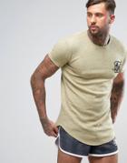 Siksilk Neps T-shirt With Curved Hem - Stone