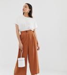 Asos Design Tall Gutsy Linen Culottes - Brown