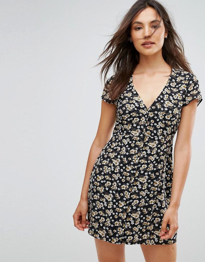 Goldie Floral Printed Button Up Front Dress - Multi