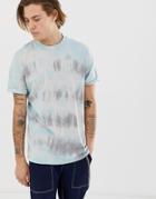 Asos Design Relaxed Longline T-shirt With Roll Sleeve In Tie Dye In Beige - Pink