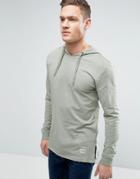 Only & Sons Hoodie With Split Raw Hem - Green