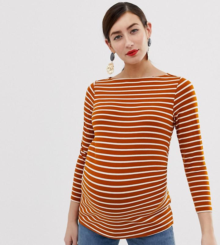 Asos Design Maternity Slouchy Long Sleeve T-shirt In Stripe - Multi