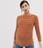 Asos Design Maternity Slouchy Long Sleeve T-shirt In Stripe - Multi