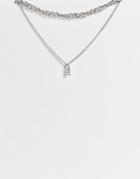 Topshop Grunge Padlock And Chunky Chain Multirow Necklace In Silver