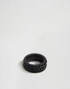Icon Brand Rope Ring In Matte Black - Black