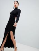 Asos Design Maxi Dress With Tab Back Detail - Black