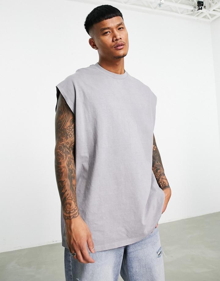Topman Extreme Oversized Tank Top In Gray