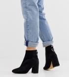 London Rebel Wide Fit High Block Heel Boots In Black