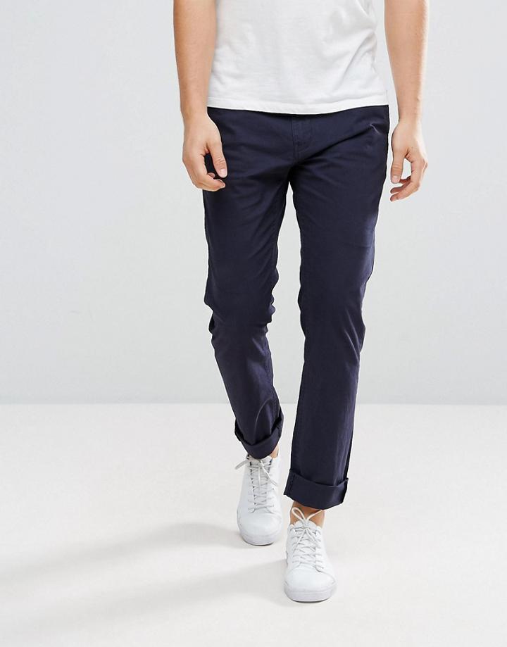 Stradivarius Slim Chinos In Navy - Navy