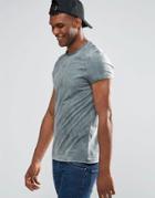 Asos T-shirt With Roll Sleeve In Blue Acid Wash - Blue