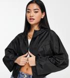 Asos Design Petite Cropped Recycled Rain Jacket With Hood In Black