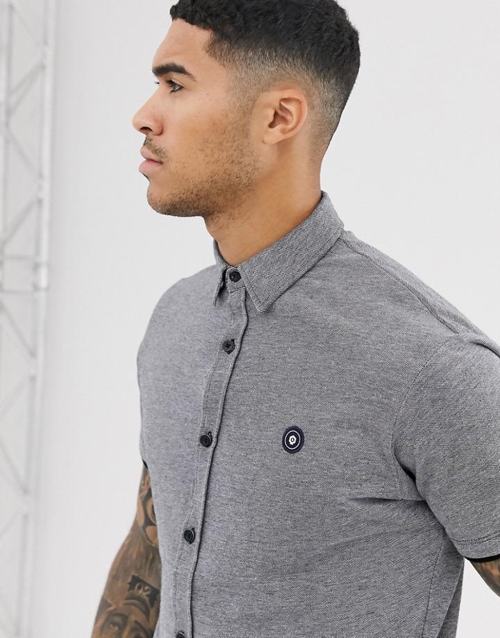 Jack & Jones Core Pique Short Sleeve Shirt In Gray