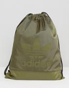 Adidas Originals Drawstring Backpack In Khaki - Green