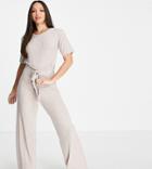 Asos Design Tall Lounge Super Soft Rib Jumpsuit In Brown
