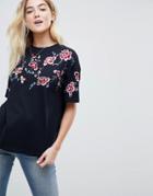 Asos Design T-shirt With Embroidery-black