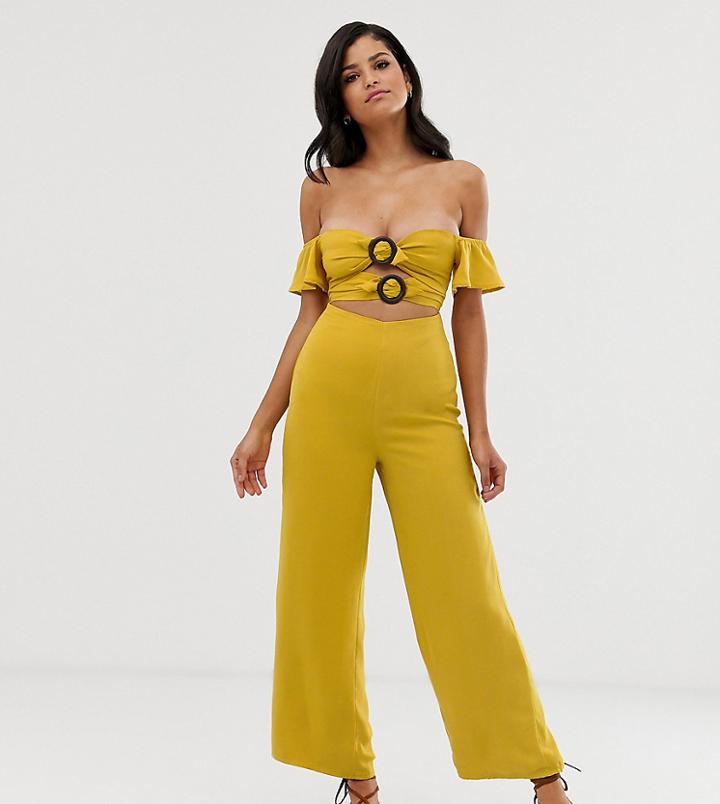 Fashion Union Tall Ring Detail Cut Out Jumpsuit - Yellow