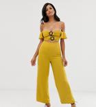 Fashion Union Tall Ring Detail Cut Out Jumpsuit - Yellow