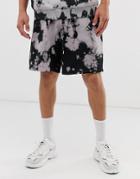 Asos Design Two-piece Jersey Shorts With Acid Wash In Black And Purple