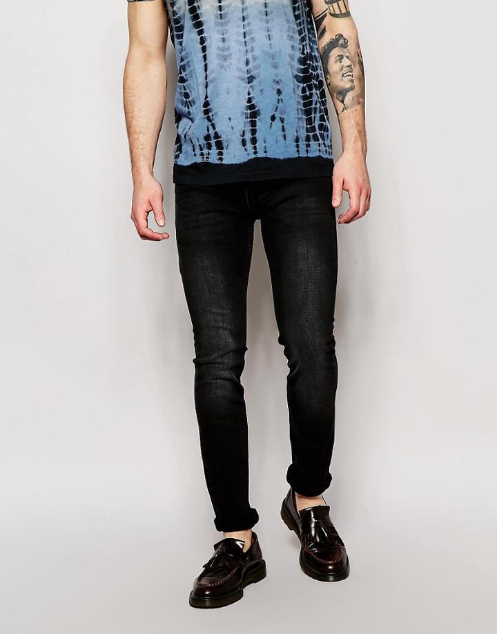 Religion Jeans Noize Skinny Fit In Washed Black - Black