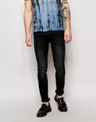 Religion Jeans Noize Skinny Fit In Washed Black - Black
