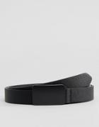 Asos Skinny Belt With Black Coated Plate - Black