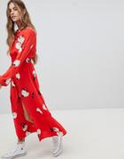 Nobody's Child Maxi Dress With Shirred Waist In Vintage Bloom - Red