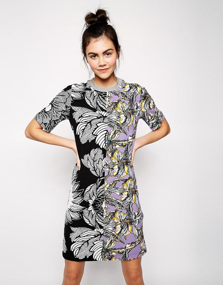 Asos Africa Contrast Print T-shirt Dress - Multi
