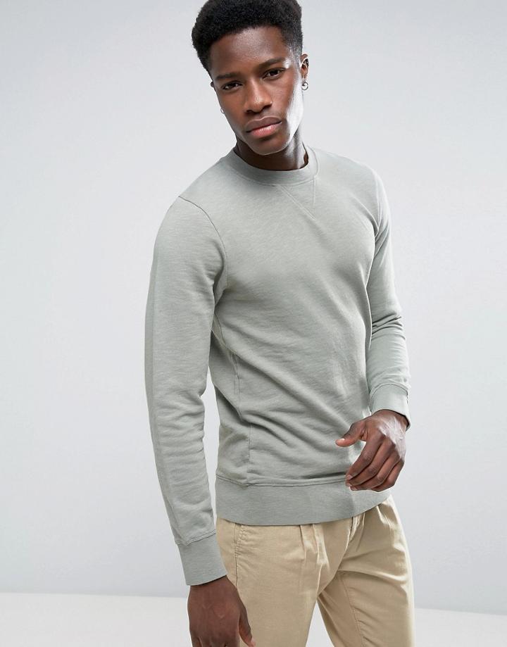 Esprit Basic Crew Neck Sweatshirt - Green