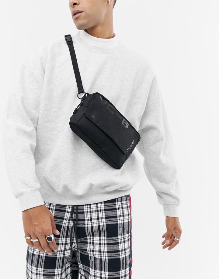 Asos Design Flight Bag In Black With Black Chrome Print - Black