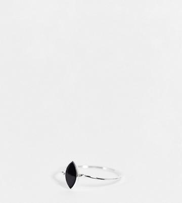 Kingsley Ryan Curve Diamond Onyx Ring In Sterling Silver