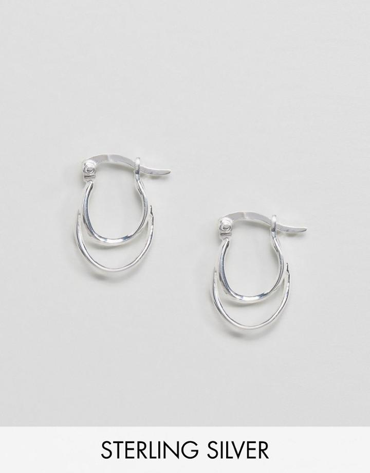 Asos Sterling Silver Double Hoop Loop Earrings - Silver