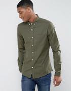 Asos Casual Regular Fit Oxford Shirt In Khaki - Green