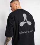 Asos Dark Future X Cream Oversized T-shirt With Logo Reflective Print In Black - Part Of A Set