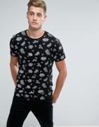 D-struct All Over Floral Print T-shirt - Black