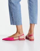 Asos Design Limitless Pointed Chain Ballet Flats In Pink