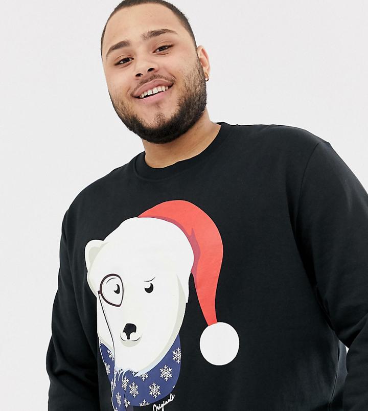 Jack & Jones Originals Christmas Sweat In Black