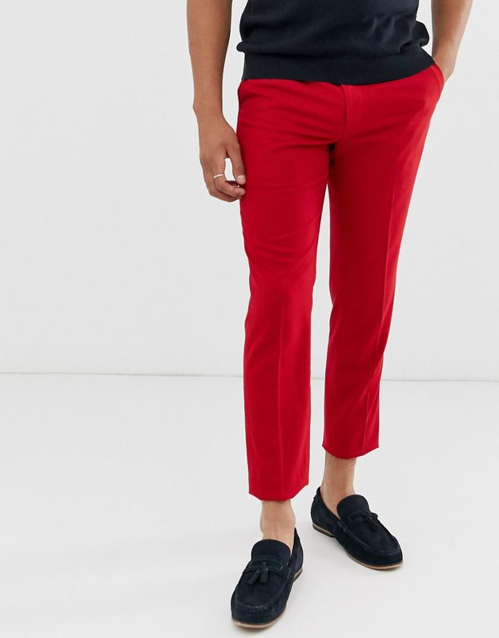 Asos Design Skinny Smart Pants In Bright Red