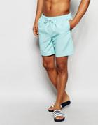 Asos Mid Length Swim Shorts In Turquoise - Turquoise