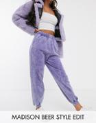 Asos Design Balloon Jogger In Acid Wash-purple