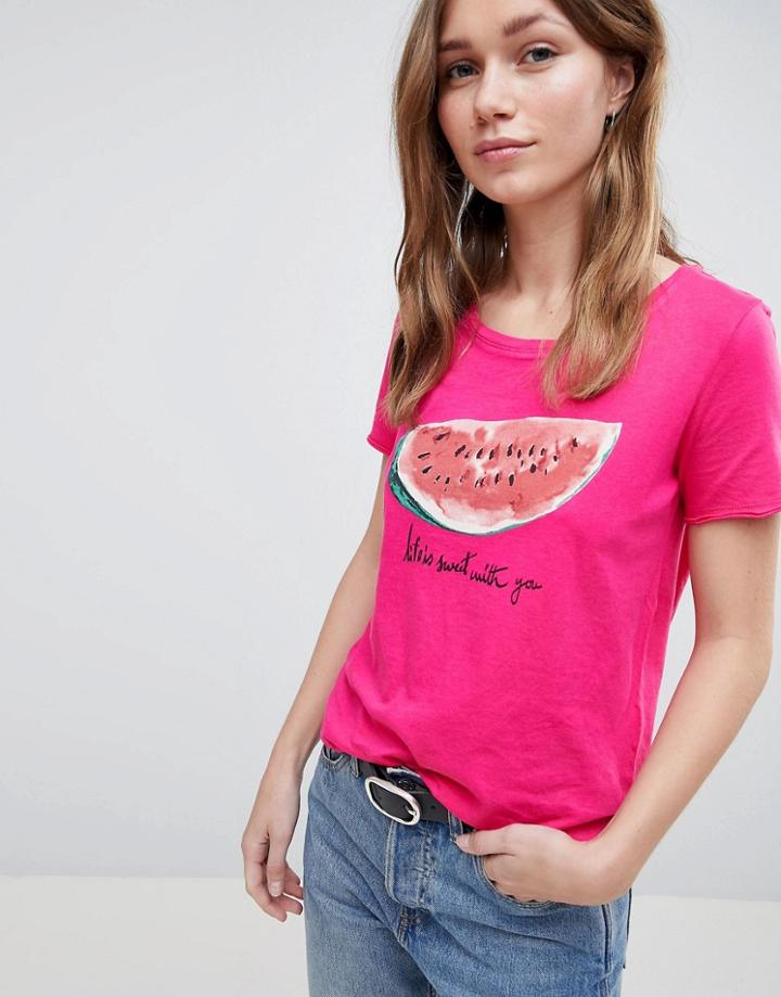 Only Watermelon Print T-shirt - Pink