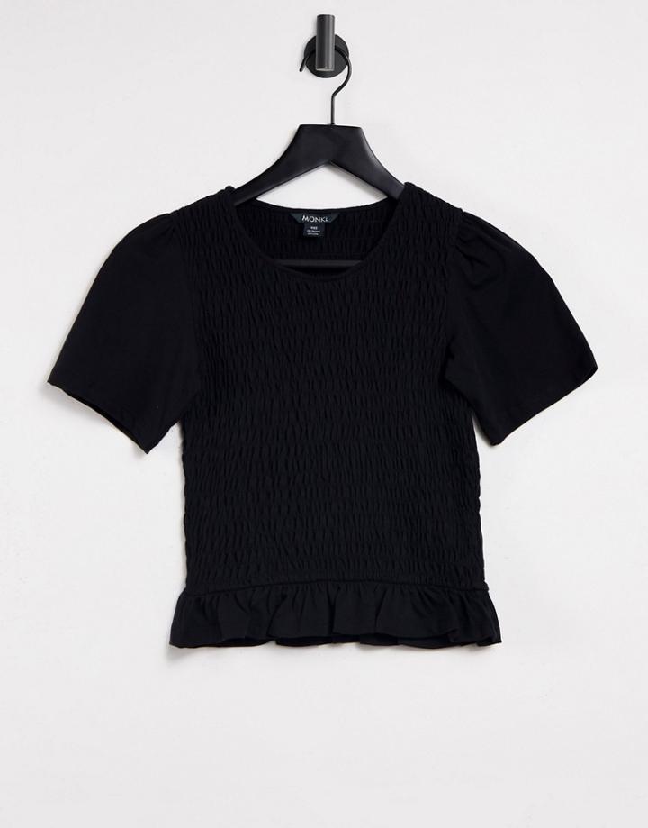 Monki Cropped T-shirt In Black