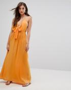 Asos Woven Tie Front Maxi Beach Dress - Orange