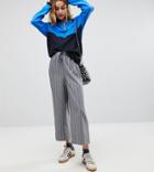 Reclaimed Vintage Inspired Stripe Drawstring Wide Leg Pants-gray