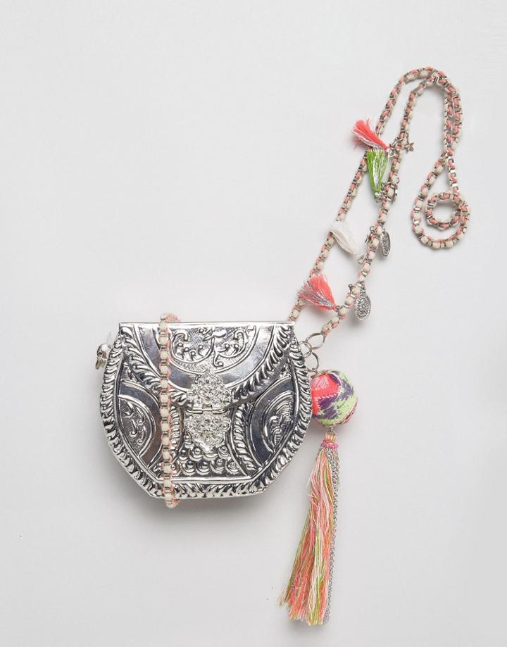 Asos Beach Metal Box Cross Body Bag - Silver