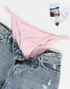 Topshop Textured Bikini Bottoms In Pink