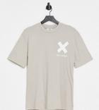 Collusion Unisex Organic Cotton Logo T-shirt In Light Brown