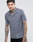 Pretty Green Shirt With All Over Floral Print In Slim Fit - Blue