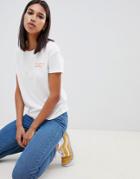 Noisy May Embroidery Slogan T-shirt - White