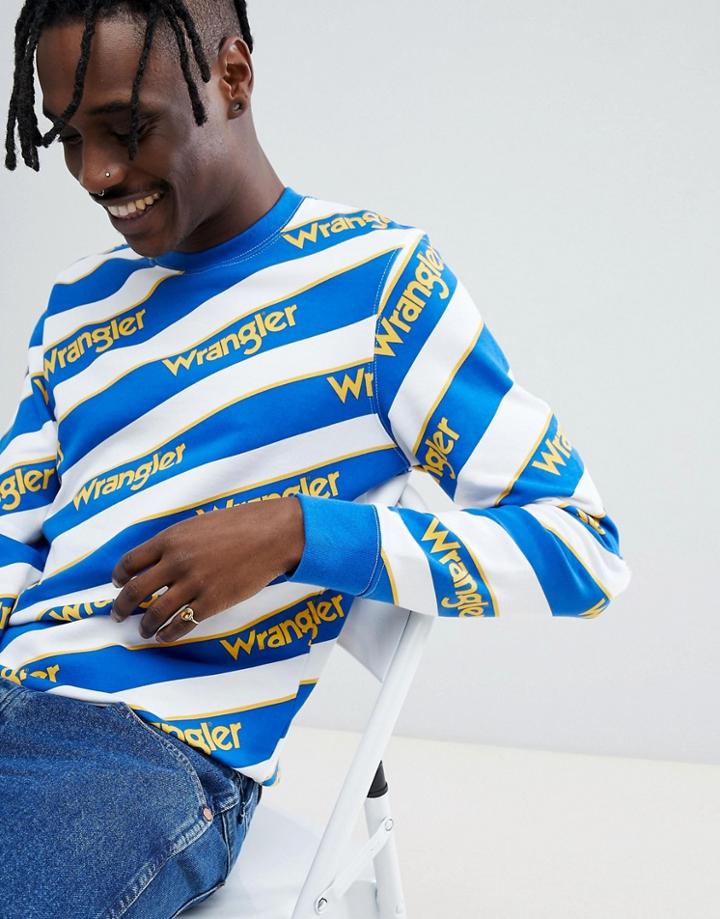 Wrangler Repeat Logo Stripe Sweatshirt - White