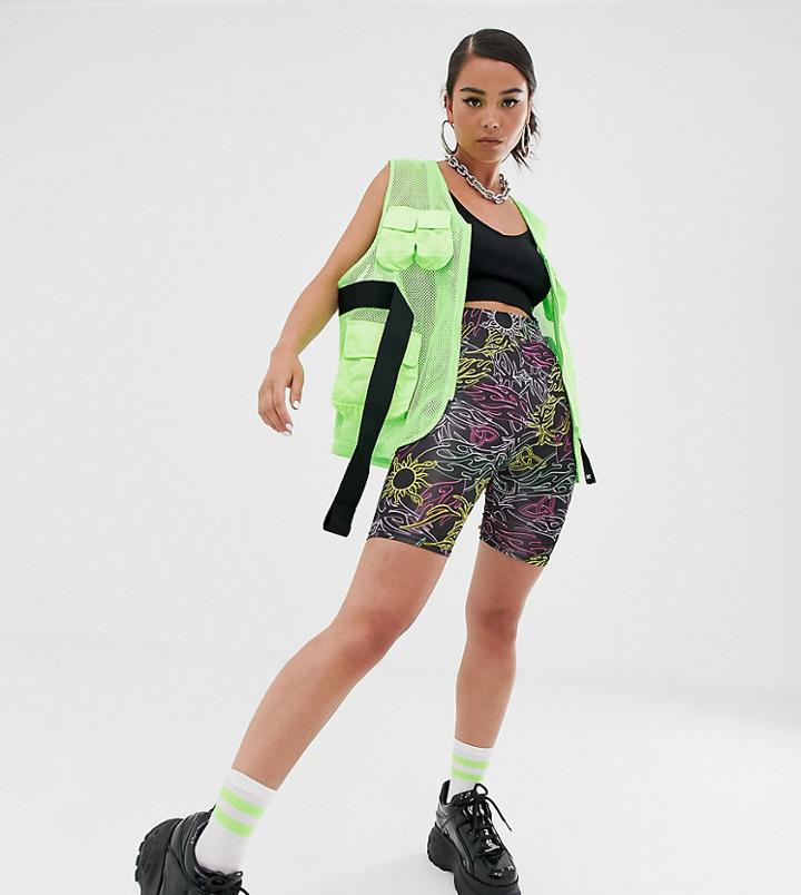 Collusion Tattoo Print Legging Shorts-multi